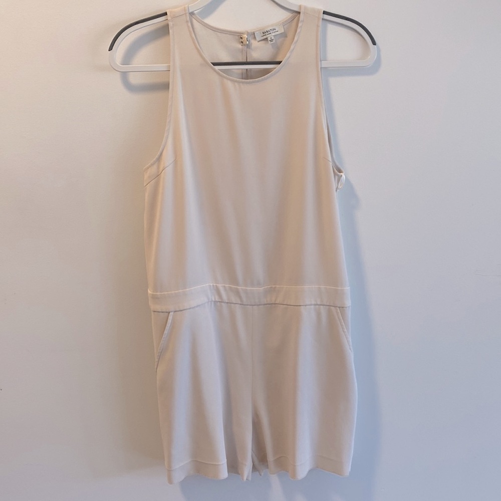 Aritzia Babaton Cream Open Back Romper